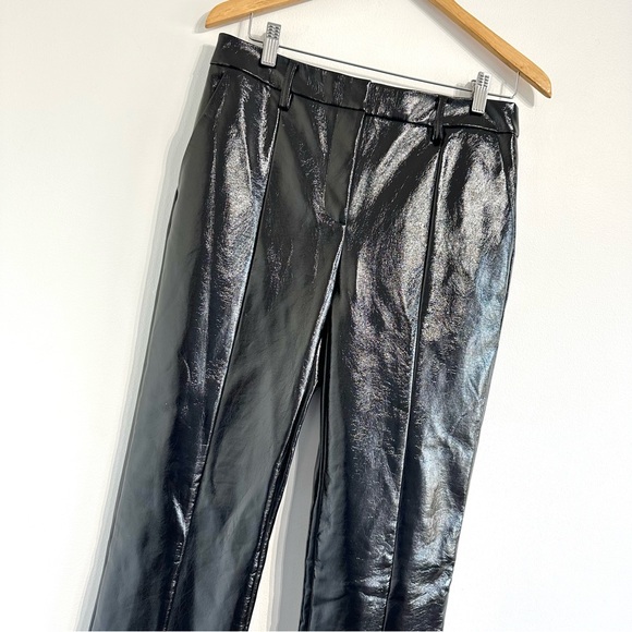 De La Vali Shiny Black Pants Blues Crinkled Faux Patent-leather Slim-leg - Picture 5 of 12